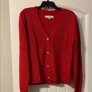 LOFT Red Women's Cardigan Sweater
